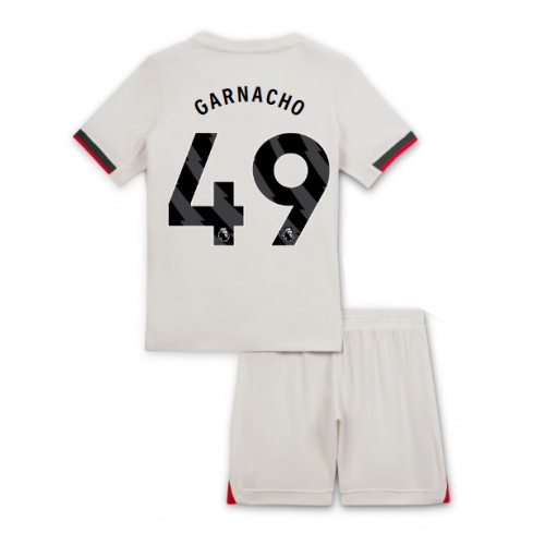 Stroje piłkarskie Chelsea Alejandro Garnacho #49 Koszulka Wyjazdowej dla dzieci 2025-26 Krótki Rękaw (+ szorty)